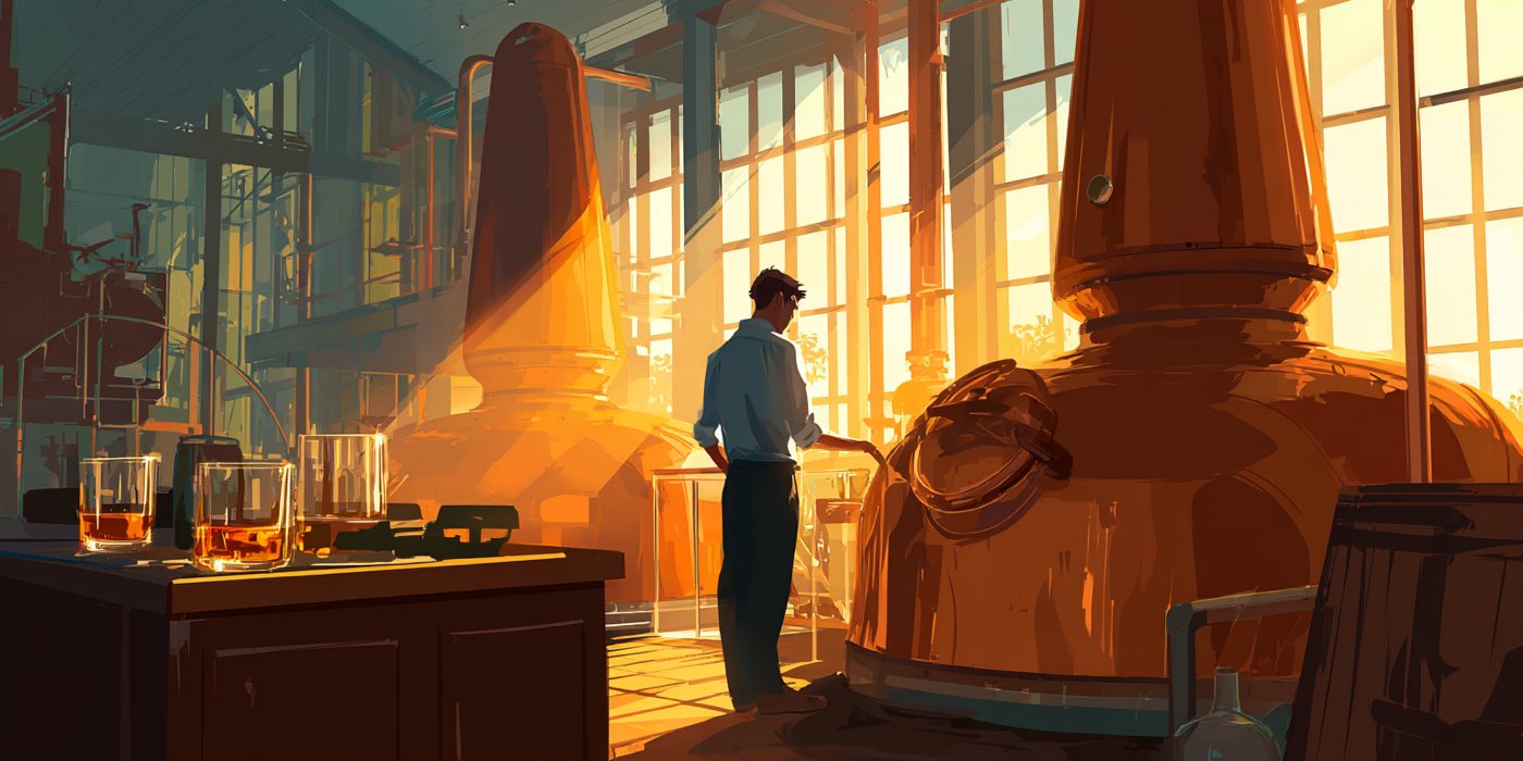 A modern distiller at work, blending technology and tradition