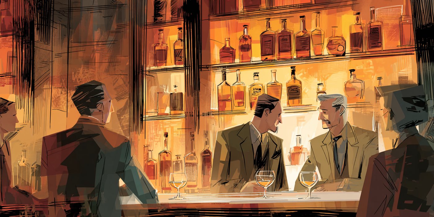 People enjoying drams in a modern whisky bar