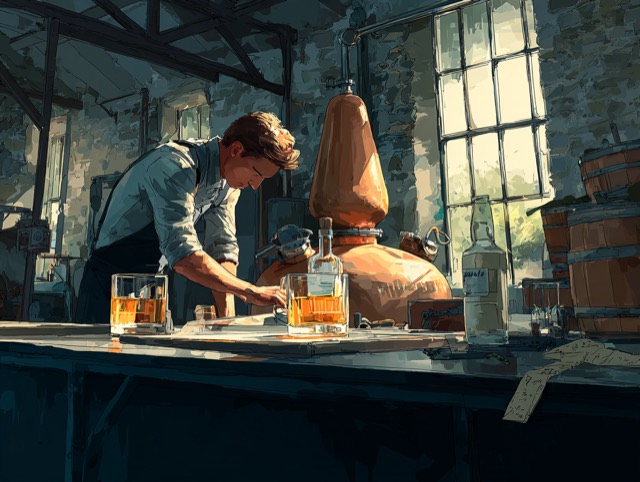 A craft distiller working in a small independent distillery