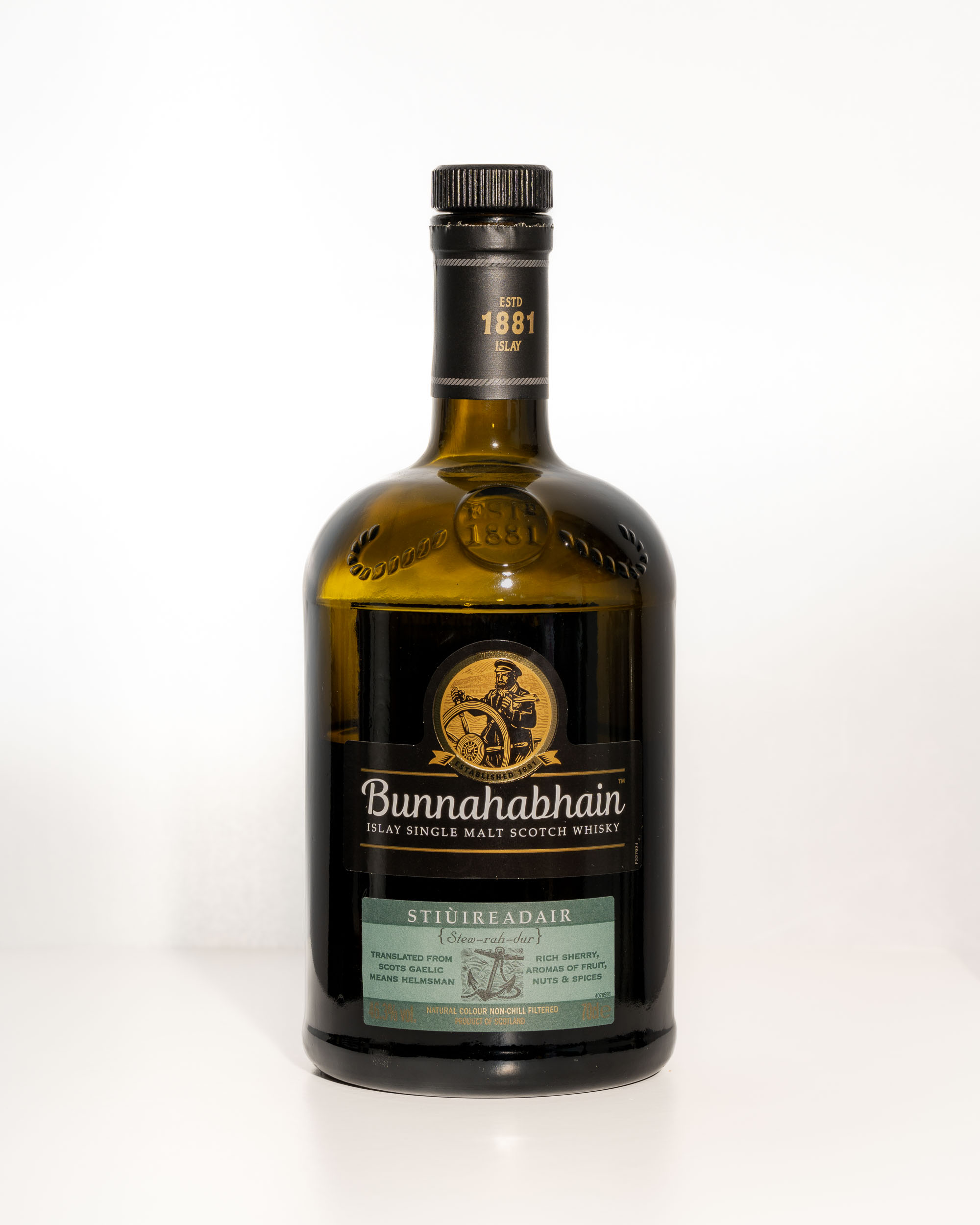 Bunnahabhain Stiùireadair bottle on a white background